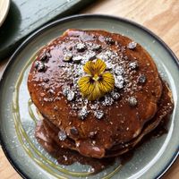 Choc chai pancakes  at Roots Cafe Inv in Inverness
