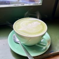 Matcha latte   at Roots Cafe Inv in Inverness
