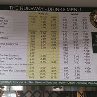 Drinks menu. at The Runaway  in Lewes