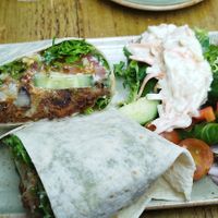 Onion bhaji wrap with mango chutney at The Glass House at Charlottes  in Filey