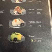 Marked vegan  at Malin Sushi in Voss