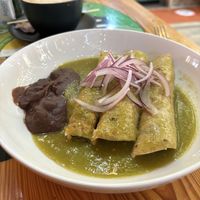 Enchiladas de jamaica sin quesoo  at Maco Cafe in Queretaro