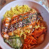 Tofu katsu bowl at Ryžių Jūra in Vilnius