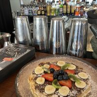 vegan waffle with chocolate and fruit  at DAS HOUSE Café & Bar in Vienna