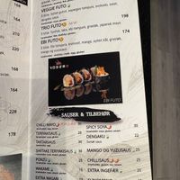 Vegan symbol  at Vossa Sushi in Voss