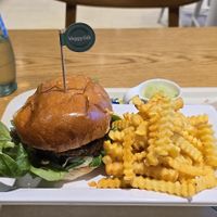 O la la burger with airfryer fries, homemade avocado dip 🤤 at VeggyGO   in Neu-ulm