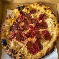 Vegan Cheeze with vegan pepperoni at Speak Cheezy in Long Beach