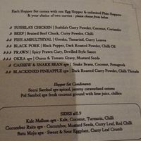 Menu with clearly marked vegan options at Hopper Joint in Prahran