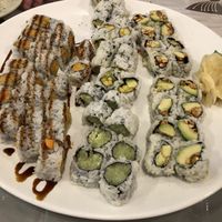 Sweet potato, avocado/mango, cucumber, and avocado/peanut rolls  at Sakura 15 in Bloomington