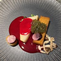 Hoofdgerecht; polenta en knolselderij met bietensaus  at Graansilo in Groningen