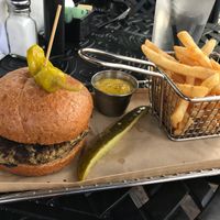 Mushroom cauliflower burger at Hops Burger Bar in Greensboro