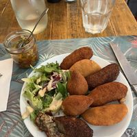 My starter plate with a selection of all dishes   at Vêjé Viver Bem  in Nice