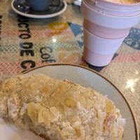 Almond croissant and soy latte at Driink Coffee Club  in Chelmsford