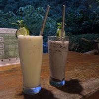 Passion fruit and chocolate vegan milkshake   at Sumatra Orangutan Explore in Bukit Lawang