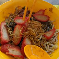 Charsiew mee - delicious and very cheap, I think $3 at Kwan Tzi Zhai Vegetarian Cuisine 觀自齋 - Geylang in Central Singapore