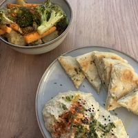 Brasa pa’ picar and hummus  at Oh My Vegan in Madrid