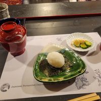 Ongiri, Miso soup, and pickle course at Japanese Fermented Degustation Bar ODORU in Osaka