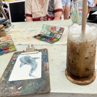 iced latte with oat milk  at GIFT Organic Clothing Green Fashion & Cafe in Koh Tao