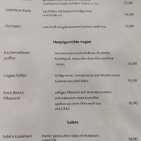Vegan section of the menu at Taverna Delphi in Landshut