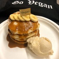 Biscoff and banana pancake stack at the market kitchen locationn  at Dolly's Desserts in Barnsley
