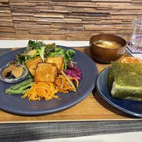 Plate B: Teriyaki tofu main  at Pamoja in Tokyo