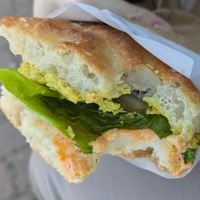 a no-egg focaccia sandwich at Heat in Katowice