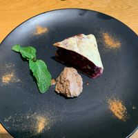 Cherry pie with vegan ice cream  at Avocado Cafe - Chistoprudny in Moscow