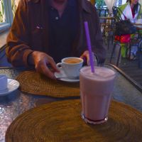 Coffee/Frothy cherry drink at Avocado Cafe - Chistoprudny in Moscow