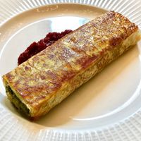 Asparagus & pine nut croustillant at Britpop Brunch - Great British Restaurant in Dubai