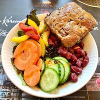 Salad bowl and bread  at Britpop Brunch - Great British Restaurant in Dubai