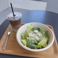 Salad and drink set at Touch Cafe in Tomigusuku