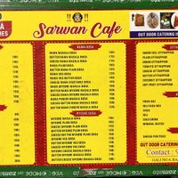 Menu  at Sarvan Cafe in Jaipur