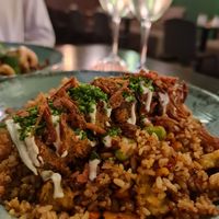 Fried rice with tofu escalope at Heal-thy in Torrevieja