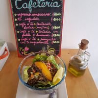 Daily main course (this day: lentils, coco cream and salad) at Vitaminica Portena in Valparaiso