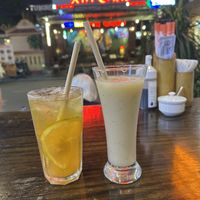 Lemongrass tea and banana smoothie   at Tịnh Tâm Vegan in Hue