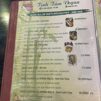 Menu  at Tịnh Tâm Vegan in Hue