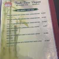 Menu  at Tịnh Tâm Vegan in Hue