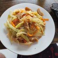 Soy "Chicken", with vegetables and noodles. at Tịnh Tâm Vegan in Hue