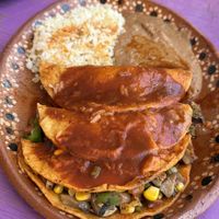 Vegan enchiladas  at Cazuelamolcajete Restaurant in Mulege