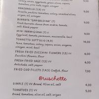 Part of the menu, VV means vegan at Bacco In Trastevere in Rome