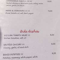 Part of the menu, VV means vegan at Bacco In Trastevere in Rome