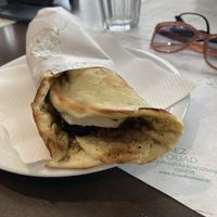 Zataar wrap with hummus substituted for labneh  at Fouad le Snack in Geneva