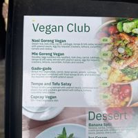 Vegan menu  at Blue Paradise in Karangasem