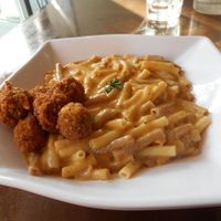 Mac and Cheese + burdock nuggts at Grasshopper - College St in Toronto