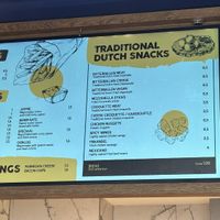 Menu  at Friteshuys in Amsterdam