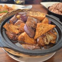 Tofu Sensation Claypot (menu item 45) DELICIOUS at Blossom Vegan Restaurant in Pleasanton