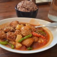 Sweet & Sour Savory (menu item 31) DELICIOUS at Blossom Vegan Restaurant in Pleasanton