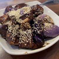 Sesame eggplant tofu  at Blossom Vegan Restaurant in Pleasanton