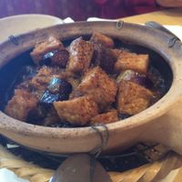 Egg plant with tofu at Blossom Vegan Restaurant in Pleasanton