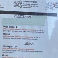 Wall menu of vegan/vegan options at Wolfnights in New York City